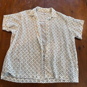 BODE Lace Camp Collar Shirt Cream Handmade Cotton Size M/L